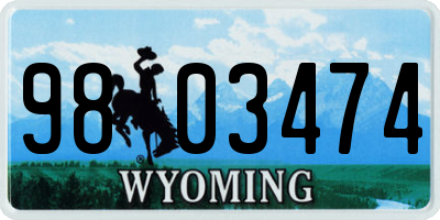 WY license plate 9803474