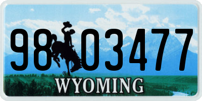 WY license plate 9803477