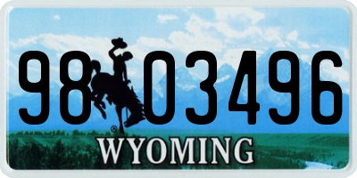 WY license plate 9803496