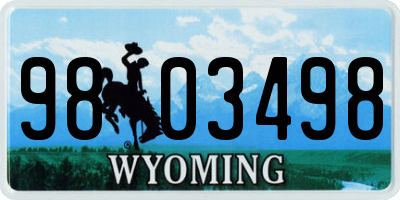 WY license plate 9803498