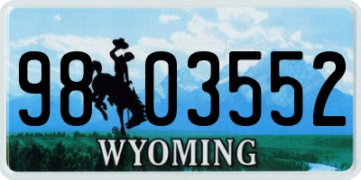 WY license plate 9803552