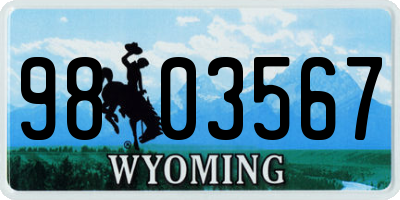 WY license plate 9803567