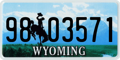 WY license plate 9803571