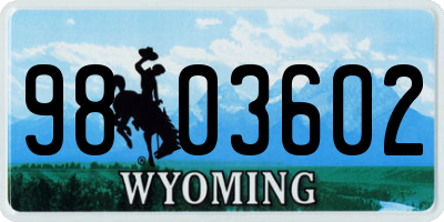 WY license plate 9803602