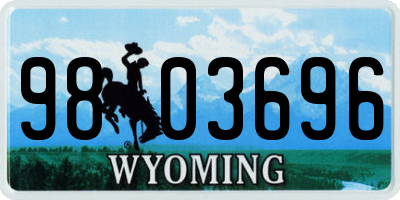 WY license plate 9803696