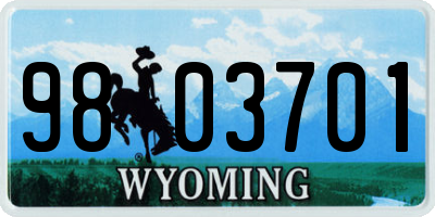 WY license plate 9803701