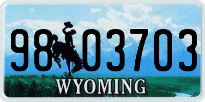 WY license plate 9803703