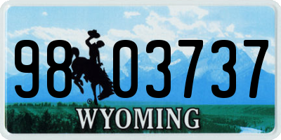 WY license plate 9803737