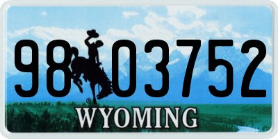 WY license plate 9803752