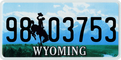 WY license plate 9803753