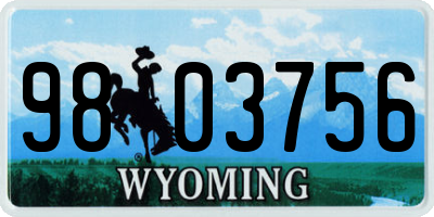 WY license plate 9803756
