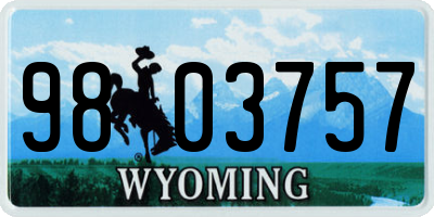 WY license plate 9803757