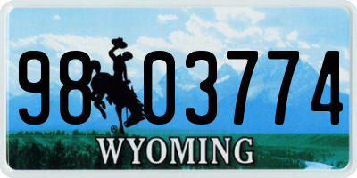 WY license plate 9803774