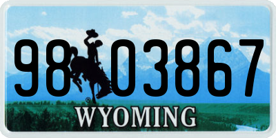 WY license plate 9803867