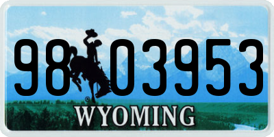 WY license plate 9803953