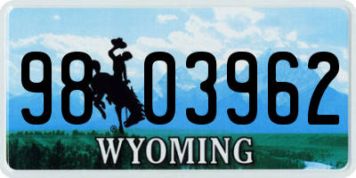 WY license plate 9803962