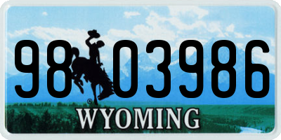 WY license plate 9803986
