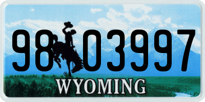 WY license plate 9803997