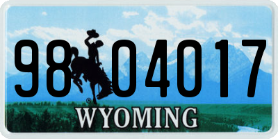WY license plate 9804017