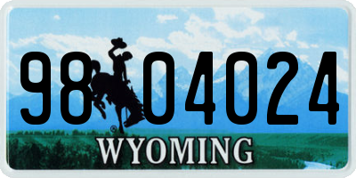 WY license plate 9804024