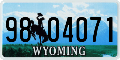 WY license plate 9804071