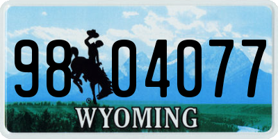 WY license plate 9804077