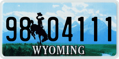 WY license plate 9804111
