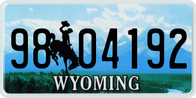 WY license plate 9804192