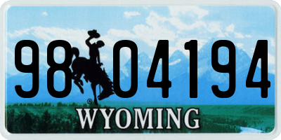 WY license plate 9804194