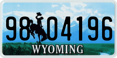 WY license plate 9804196