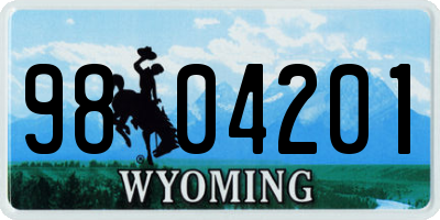 WY license plate 9804201