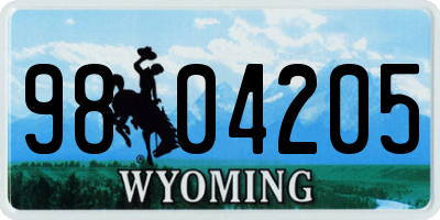 WY license plate 9804205