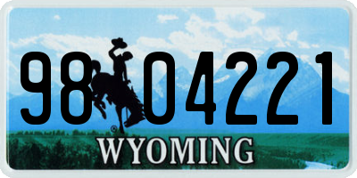 WY license plate 9804221