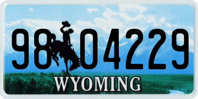 WY license plate 9804229
