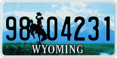 WY license plate 9804231