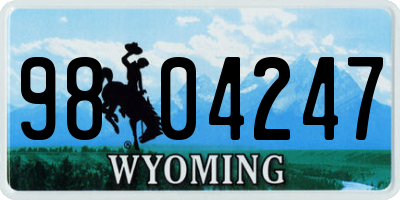 WY license plate 9804247