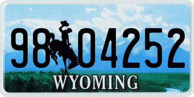 WY license plate 9804252