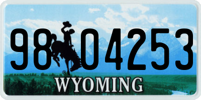 WY license plate 9804253
