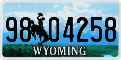 WY license plate 9804258