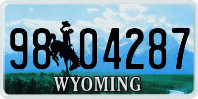 WY license plate 9804287