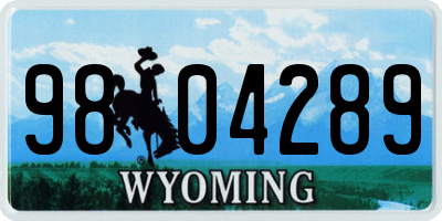 WY license plate 9804289