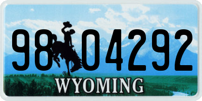 WY license plate 9804292