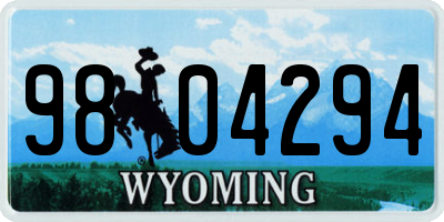 WY license plate 9804294
