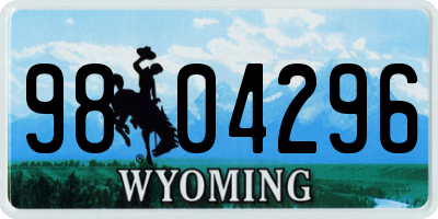 WY license plate 9804296