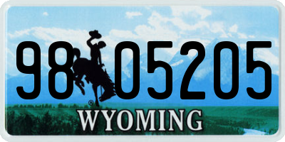 WY license plate 9805205