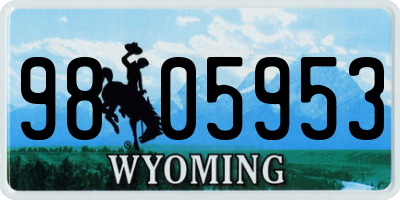 WY license plate 9805953