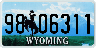 WY license plate 9806311