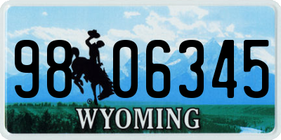 WY license plate 9806345
