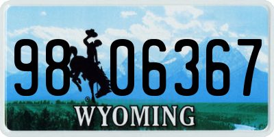 WY license plate 9806367