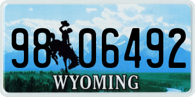WY license plate 9806492